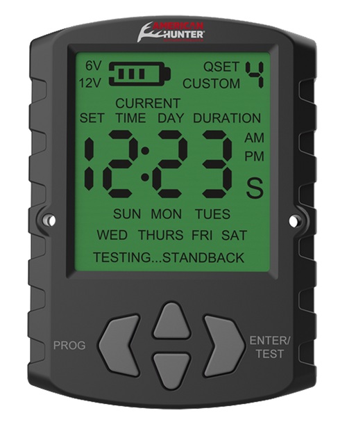 American Hunter AHUTM Universal Digital Timer  6/12 Volt, 1-30 Seconds Feed Rate, 2 Quick/16 Custom Settings