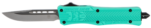 CobraTec Knives STFCTK1SDNS CTK-1  Small 2.75" OTF Drop Point Plain D2 Steel Blade/Tiffany Blue Aluminum Handle Features Glass Breaker Includes Pocket Clip