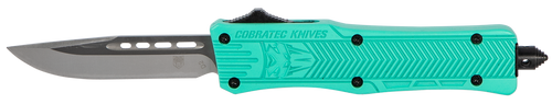 CobraTec Knives STFCTK1SDNS CTK-1  Small 2.75" OTF Drop Point Plain D2 Steel Blade/Tiffany Blue Aluminum Handle Features Glass Breaker Includes Pocket Clip