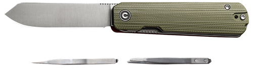 Civivi Knives C21004B-1 Sendy  2.83" Folding Spey Point Plain Satin Nitro-V Steel Blade. Green Textured G10 Handle