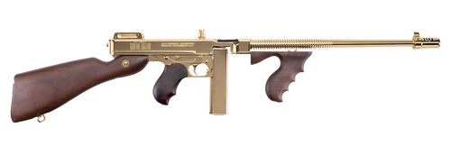 Thompson T150DTG 1927A-1 Deluxe 45 ACP Caliber with 16.50" Barrel, 20+1 Capacity (Stick), 50+1 Capacity (Drum), Titanium Gold Metal Finish, American Walnut Stock Wood Grip Right Hand