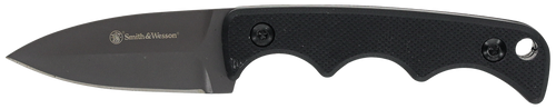 Smith & Wesson Knives 1193156 H.R.T. Neck Knife Fixed Spear Point/Plain Titanium Nitride Coated 8Cr13MoV SS Blade/Black G10 Handle Includes Sheath
