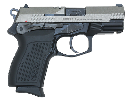 Bersa TPR9CDT TPRC  Compact Frame 9mm Luger 13+1, 3.50" Black Steel Barrel, Nickel Cerakote Serrated Steel Slide, Matte Black Aluminum Frame w/Beavertail, Ambidextrous