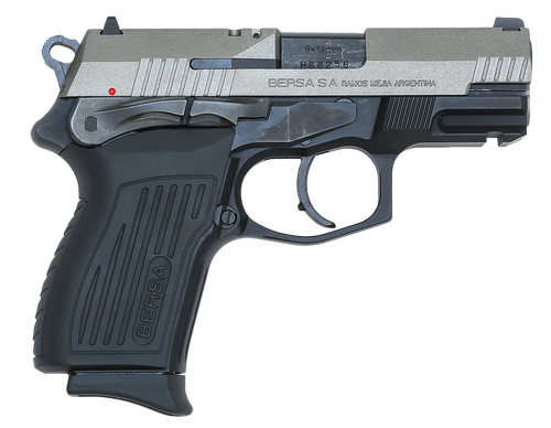 Bersa TPR9CDT TPRC  Compact Frame 9mm Luger 13+1, 3.50" Black Steel Barrel, Nickel Cerakote Serrated Steel Slide, Matte Black Aluminum Frame w/Beavertail, Ambidextrous