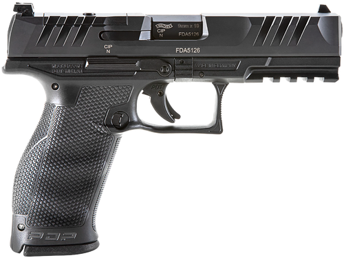 Walther Arms 2842475 PDP  9mm Luger 18+1 4.50" Black Polygonal Rifled Barrel, Black Optic Ready/Serrated Steel Slide, Black Polymer Frame w/Picatinny Rail, Ambidextrous