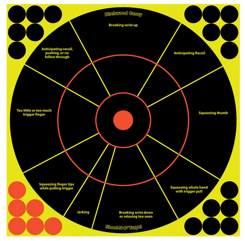 Birchwood Casey 34032 Shoot-N-C Reactive Target Self-Adhesive Paper Black/Yellow/Red 12" Circle 5 Pack