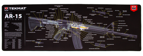TekMat TEKR44AR15CA AR-15 Cleaning Mat Black/White Rubber 15"x44" AR-15 3D Cutaway Illustration