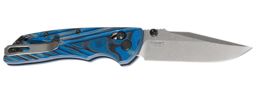 Hogue 24273 Deka  3.25" Folding Clip Point Plain Stone Tumbled CPM MagnaCut Steel Blade, G-Mascus Blue Aluminum/G10 Handle