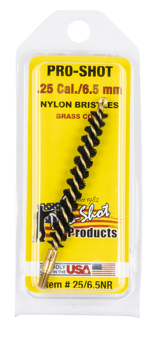 Pro-Shot 2565NR Bore Brush  .25 Cal/ 6.5mm Rifle #8-32 Thread Nylon Bristles Brass Core