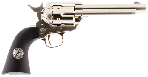 Umarex 2254051 Colt Peacemaker CO2 Pistol 177 Pellet 6rd Single Action, Nickel Frame, CO2 Housed In Black Polymer Grip