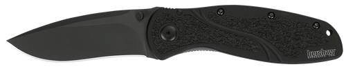 Kershaw 1670BLK Blur  3.40" Folding Drop Point w/Recurve Plain Black DLC 14C28N Steel Blade Black Anodized Aluminum Handle Includes Pocket Clip