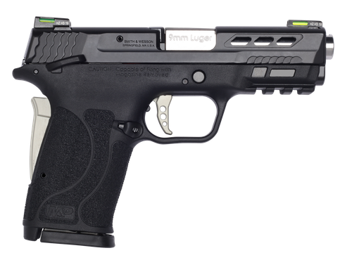Smith & Wesson 13225 Performance Center M&P Shield EZ M2.0 9mm Luger 3.80" 8+1 Matte Black Black Armornite Stainless Steel Ported Slide Black Polymer Grip Sliver Colored Accents