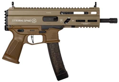 Grand Power 197892004770 SP9A3 Stribog 9mm Luger 30+1 8" Black Threaded Barrel, M-LOK Handguard, Flat Dark Earth Aluminum Picatinny Rail Receiver, Rear Picatinny Rail, FDE Polymer Grips