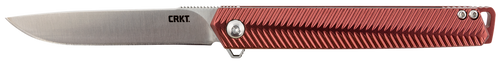 CRKT K820BXP Stylus  3.18" Folding Drop Point Plain Satin 12C27 Sandvik Blade/Maroon Aluminum Handle Includes Pocket Clip