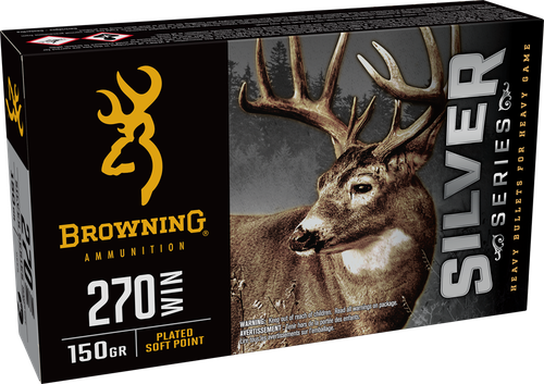 Browning Ammo B192602701  Silver 270Win 150gr Plated Soft Point 20 Per Box/10 Case
