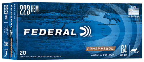 Federal 223L Power-Shok  223Rem 64gr Jacketed Soft Point 20 Per Box/10 Case