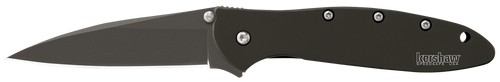 Kershaw 1660CKT Leek  3" Folding Modified Drop Point Plain Black DLC 14C28N Steel Blade Black DLC 410 Stainless Steel Handle Includes Pocket Clip