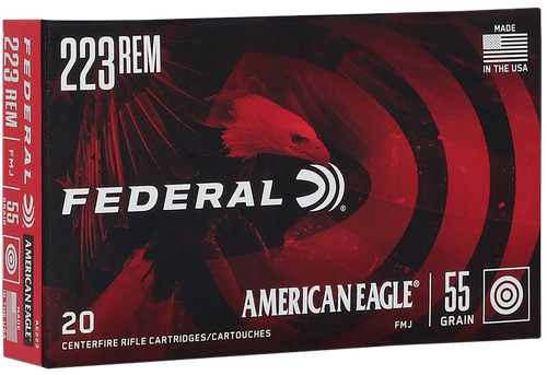 Federal AE223 American Eagle Rifle 223Rem 55gr Full Metal Jacket Boat Tail 20 Per Box/25 Case