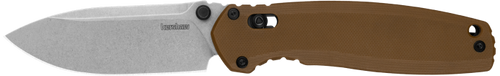 Kershaw 2052 Broadside  3.50" Folding Spear Point Plain Stonewashed D2 Steel Blade, Brown G10 Handle
