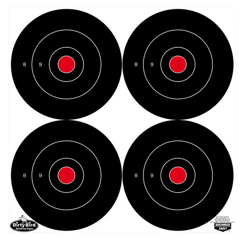 Birchwood Casey 35570 Dirty Bird  6" Bullseye Tagboard Hanging Black/White 100 Per Pkg