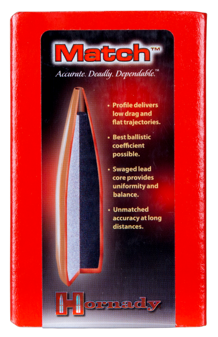 Hornady 3039 Match  30 Cal .308 155 gr Hollow Point Boat Tail Match 100 Per Box/ 15 Case