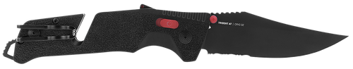 S.O.G SOG11120241 Trident AT 3.70" Folding Clip Point Part Serrated Black TiNi Cryo D2 Steel Blade/Black w/Red Accents GRN Handle Features Line Cutter/Glass Breaker