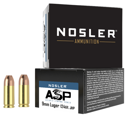Nosler 51286 Assured Stopping Power Handgun 9mmLuger 124gr Jacketed Hollow Point 20 Per Box/20 Case
