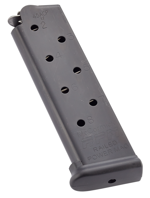 CMC Products MRPM45FS8B Power Mag Railed 8rd 45 ACP Fits 1911 Government Black Stainless Steel