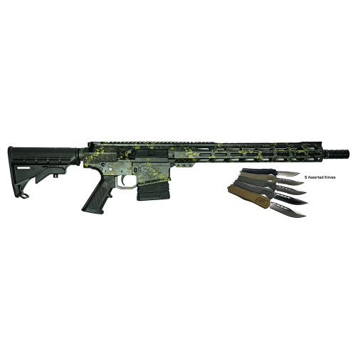 Great Lakes AR-15 Rifle .308 Win 20rd Magazine 16" Barrel Lichen Black with 5 OTF 3-1/2" Blade Knives