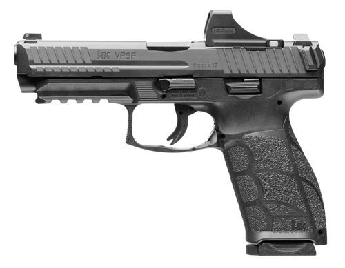 HK 81001496 VP9 A1 w/Optic Full Size 9mm Luger 10+1 4.53" Black Steel Polygonal Rifled Barrel & Serrated w/Optic Slide, Black Polymer Frame w/Picatinny Rail, Interchangeable Backstrap Grip, Holosun SC