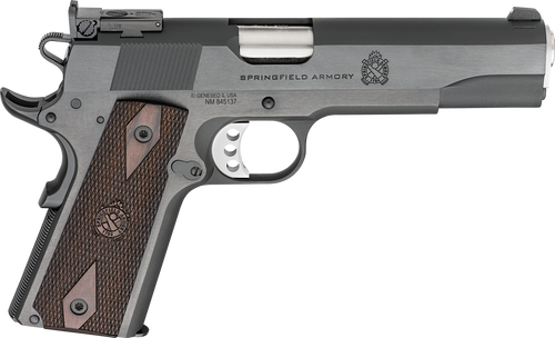 Springfield Armory PX9419ADJ 1911 Garrison Full Size 9mm Luger 9+1 5" Stainless Match Grade Barrel, Blued Carbon Steel Serrated Slide, Blued Carbon Steel Frame w/Beavertail, Thinline Wood Grip