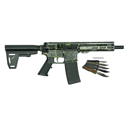 Great Lakes AR-15 Handgun .223 Wylde 30rd Magazine 7" Barrel Lichen Black with 5 OTF 3-1/2" Blade Knives