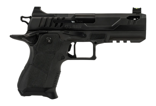 Oa Defense  2311 Pro Compact Frame 9mm Luger 15+1 4.25" Ported Barrel, DLC Black Steel Optic Ready/Serrated Slide, Black Aluminum Frame w/Picatinny Rail, Black Polymer Grip, Ambidextrous