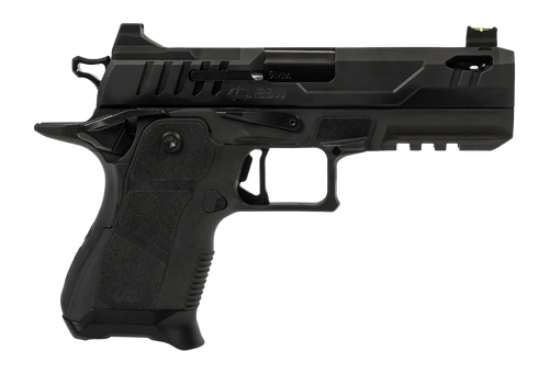 Oa Defense  2311 Pro Compact Frame 9mm Luger 15+1 4.25" Ported Barrel, DLC Black Steel Optic Ready/Serrated Slide, Black Aluminum Frame w/Picatinny Rail, Black Polymer Grip, Ambidextrous