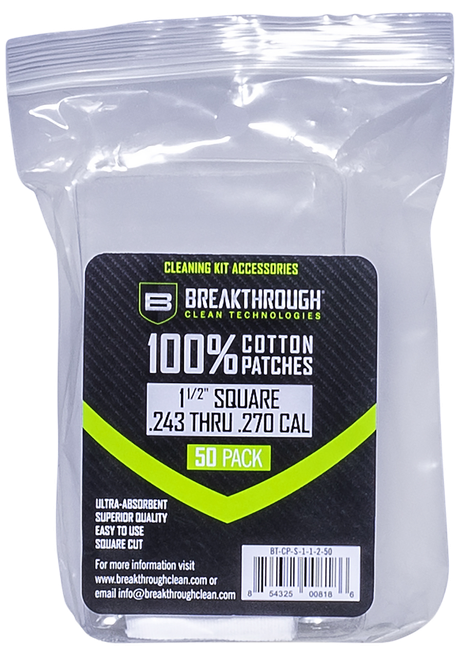 Breakthrough Clean BTCPS11250 Square Patches 243/270 Cal 1.5" 50 pieces