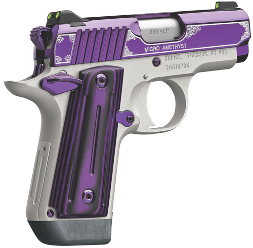 Kimber Mfg.,inc 3300160 Micro Amethyst NS 380 ACP 7+1 2.75" Amethyst purple PVD Stainless Steel Slide Satin Silver G10 Grip