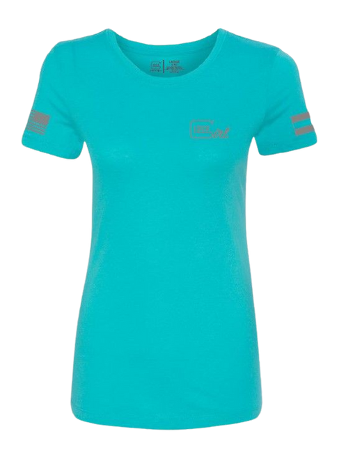 GLK AP96446 GLOCK GIRL FLAG TEE XL  TEAL