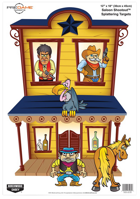 Birchwood Casey 35564 Pregame  Saloon/Patrons Paper Hanging Universal 12" x 18" Multi-Color 8 Per Pkg