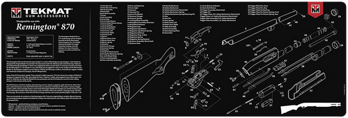TekMat TEKR36REM870 Remington 870 Cleaning Mat Black/White Rubber 12"x36" Remington 870 Parts Diagram