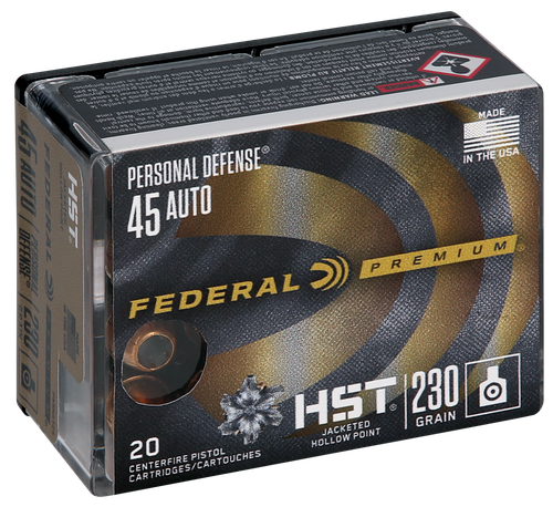 Federal P45HST2S Premium Personal Defense 45ACP 230gr HST Jacketed Hollow Point 20 Per Box/10 Case