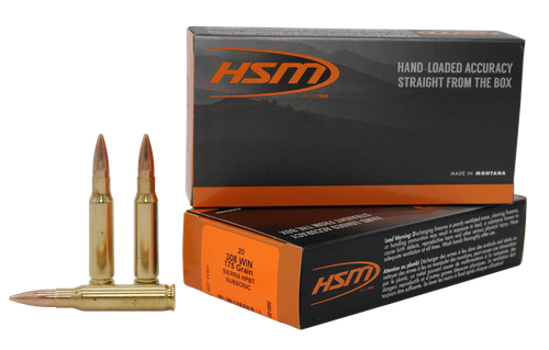 HSM 3085N Match  Subsonic 308Win 175gr Hollow Point Boat Tail 20 Per Box/25 Case