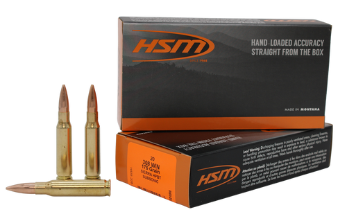 HSM 3085N Match  Subsonic 308Win 175gr Hollow Point Boat Tail 20 Per Box/25 Case