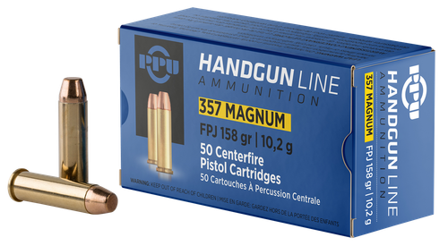 PPU PPH357MF Handgun  357Mag 158gr Flat Point Jacketed 50 Per Box/10 Case