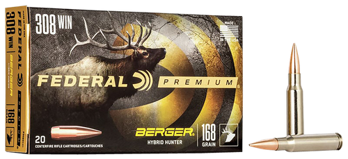 Federal P308BCH1 Premium  308Win 168gr Berger Hybrid Hunter 20 Per Box/10 Case