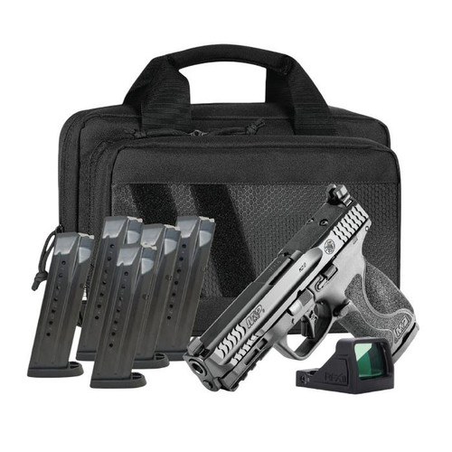 S&W M&P 9 Full Size M2.0 Optic Ready Handgun Bundle 9mm Luger 17rd Magazine(6) 4.22" Barrel No Thumb Safety Black RFX11 Green Dot Savior Bag