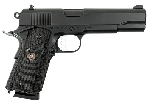 MAC 10100575 1911 Meusoc Full Size Frame 45 ACP 8+1 5" Black Target Crown Barrel, QPQ Tenifer Cerakote Steel Serrated Slide, QPQ Tenifer Cerakote Steel Frame w/Beavertail, Black Pachmayr Grip