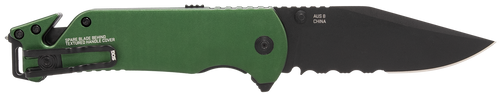 S.O.G SOG11520157 Escape ATK 2.0 EDC 3.40" Folding Clip Point Part Serrated Black Hardcased AUS-8A SS Blade, 4.60" Green/Black Aluminum Handle, Presentation Box