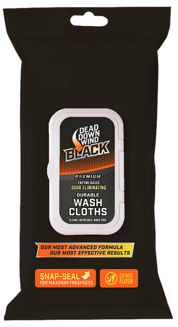 Dead Down Wind 13725 Wash Cloths Black Premium Odor Eliminator Unscented Scent 40 Count