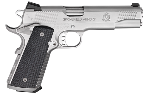 Springfield Armory PC9107LCA18 1911 TRP *CA Compliant 45 ACP 7+1, 5" Match Grade Steel Steel Barrel, Serrated Slide & Frame w/Beavertail, Black G10 Grip