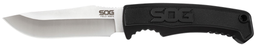 S.O.G SOGFK1001CP Field  4" Fixed Clip Point Plain Satin 7Cr17MoV SS Blade Black TPR Handle Includes Sheath